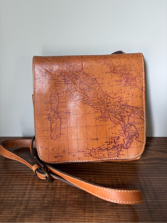 Patricia Nash Handbags - Patricia Nash Map-Print Leather Crossbody - Tan Brown
